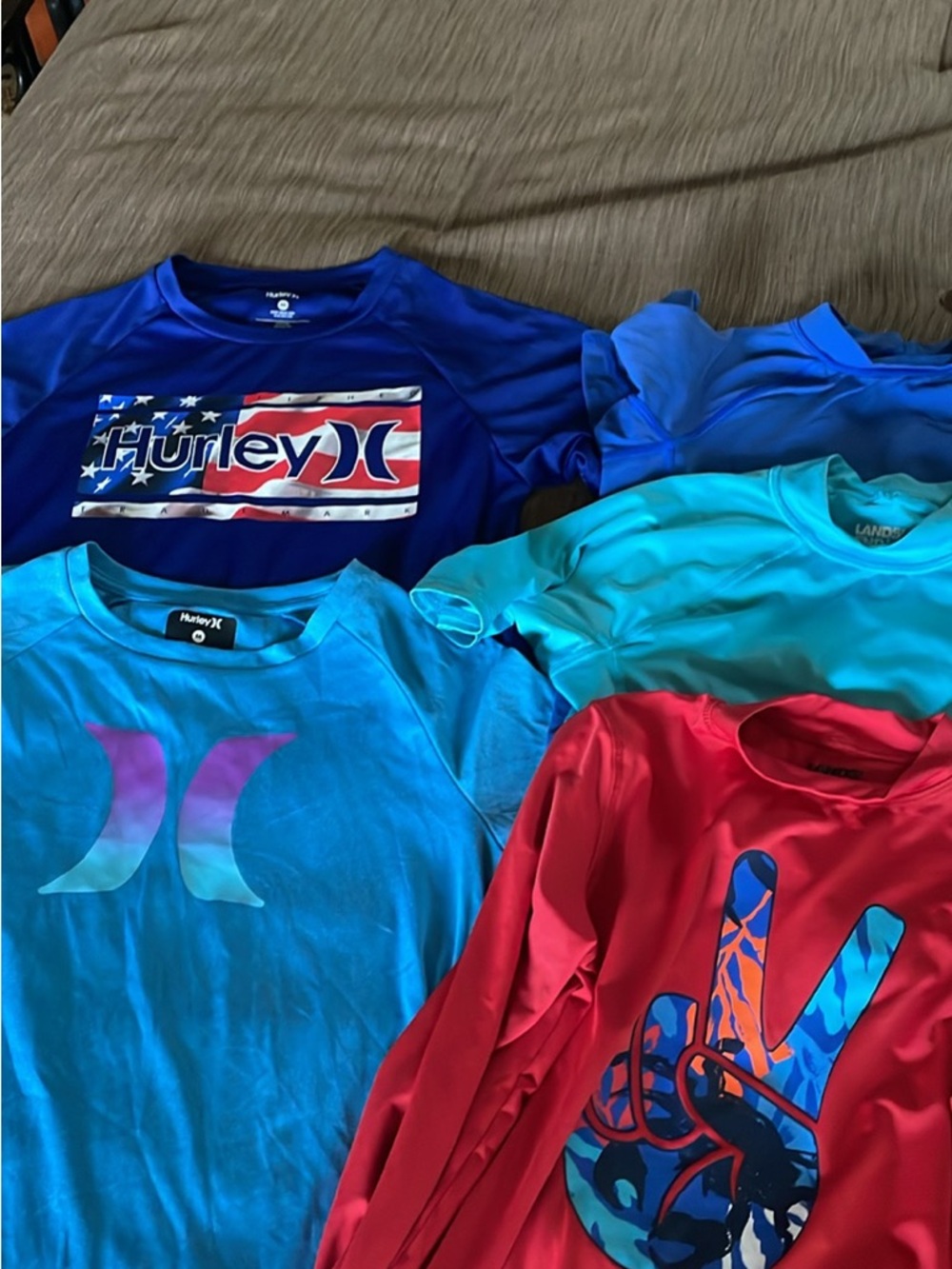 Hurley Boys' Blue & Red Graphic Rash Guard Tops - Pack